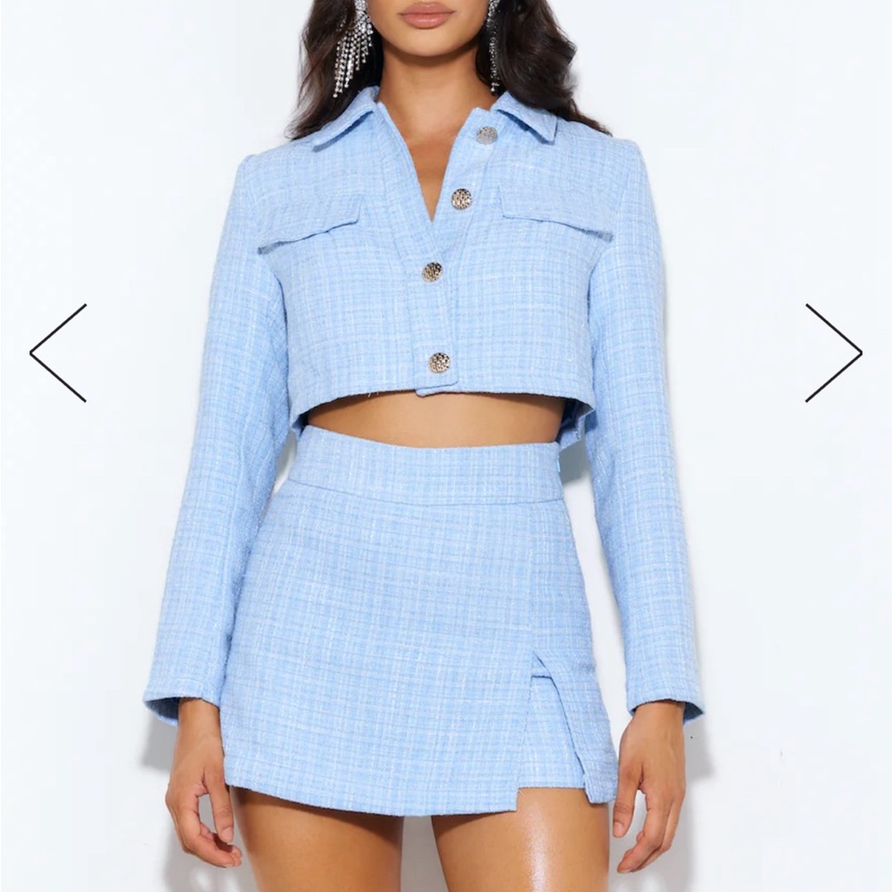 Hello Molly Light blue skort and jacket set